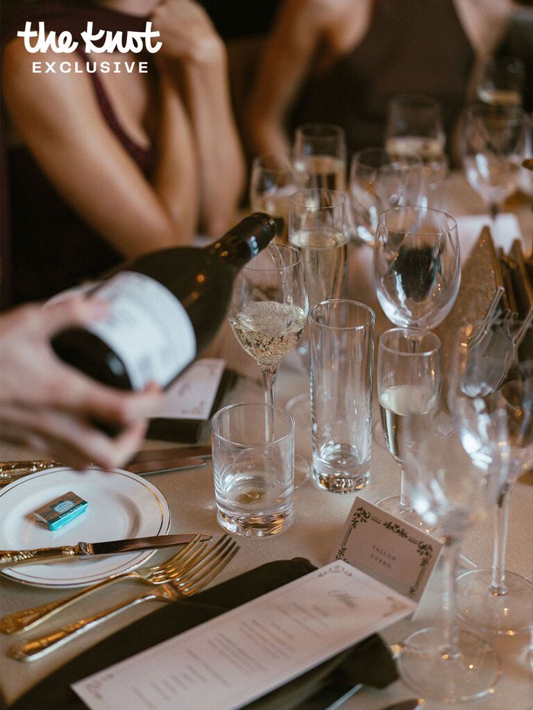 Stationery at the dinner table at Logan Rae Hill's wedding