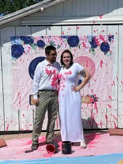 This was at our gender reveal were we found out Emy was a girl 💓