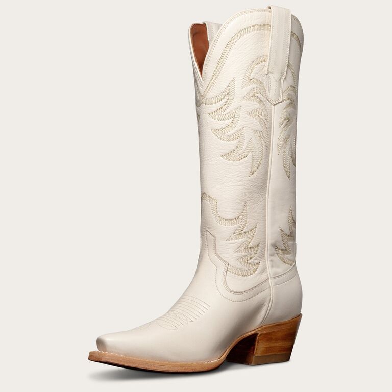 White leather comfortable cowboy boots for wedding