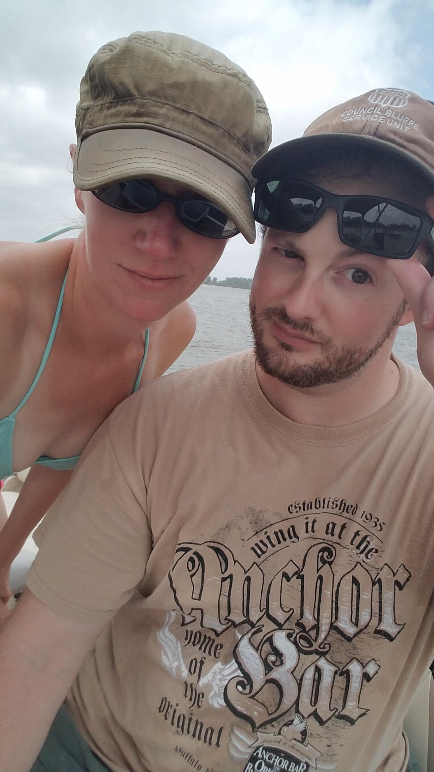 Getting sunburnt while boating.