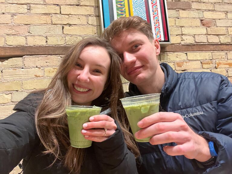 First stop as  fiancés = Aldea Coffee for some matcha