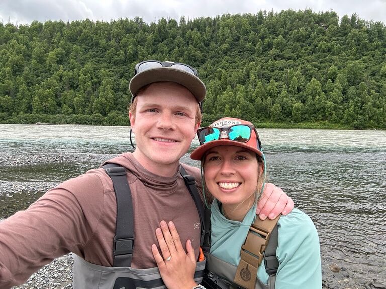 Matt proposed while we were on a fishing trip together!