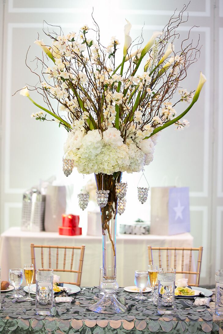 Tall White Flower Arrangements With Hydrangeas And Calla Lilies 1661