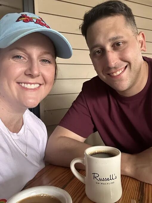 Kelsey & Brian at their favorite restaurant, Russell's on Macklind.