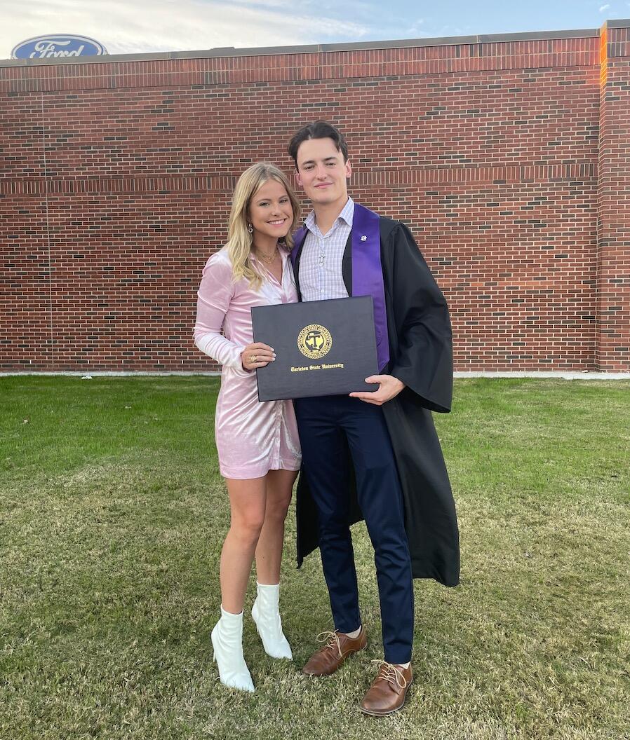 Jake graduates with his degree from Tarleton State University. See ya later, Stephenville!