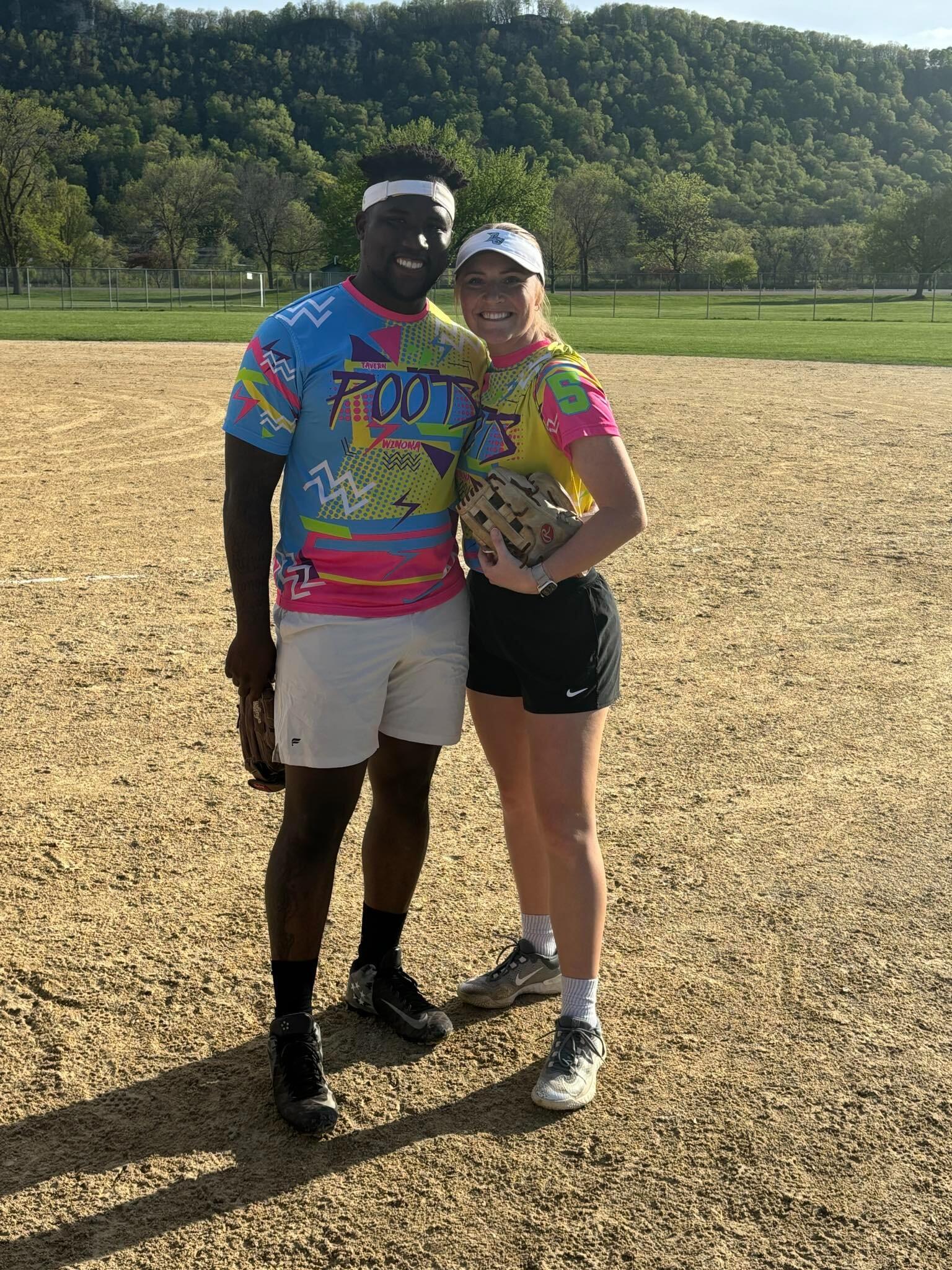 Sam and Thomas beer league softball summer 2024