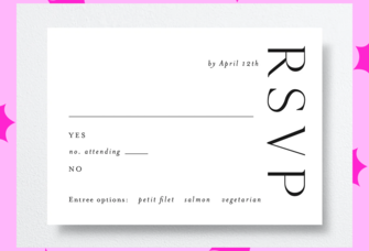 wedding RSVP card with meal option