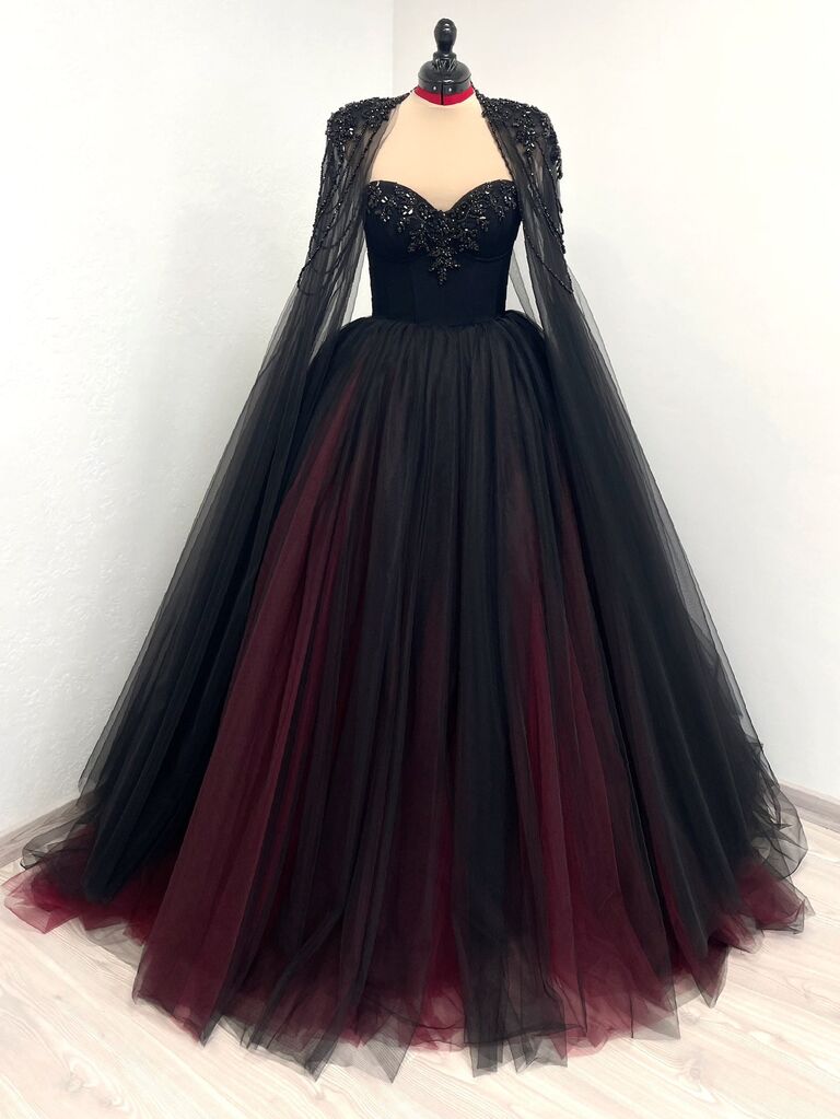 Sherbon black and red wedding dress for Halloween wedding