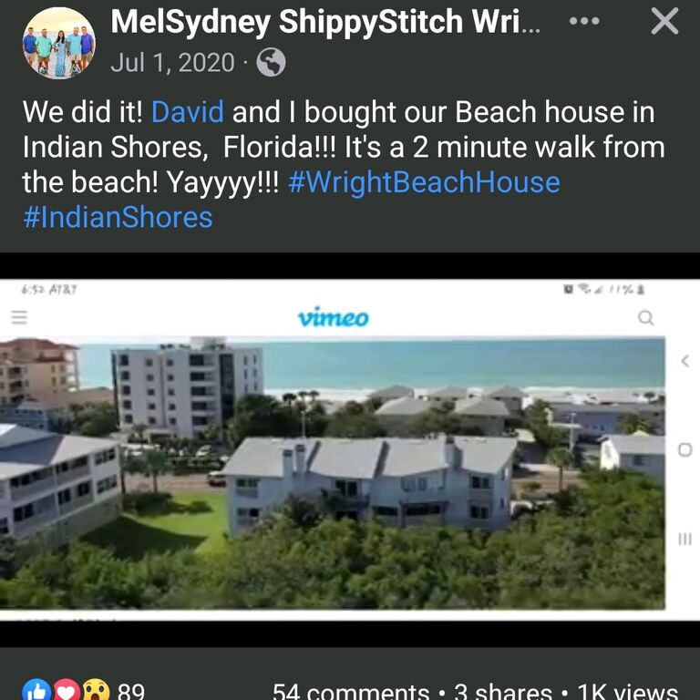 Mel and Dave together with Sydney and Shippy, drove from Kansas to Indian Shores Beach, Florida and moved in to their forever home.