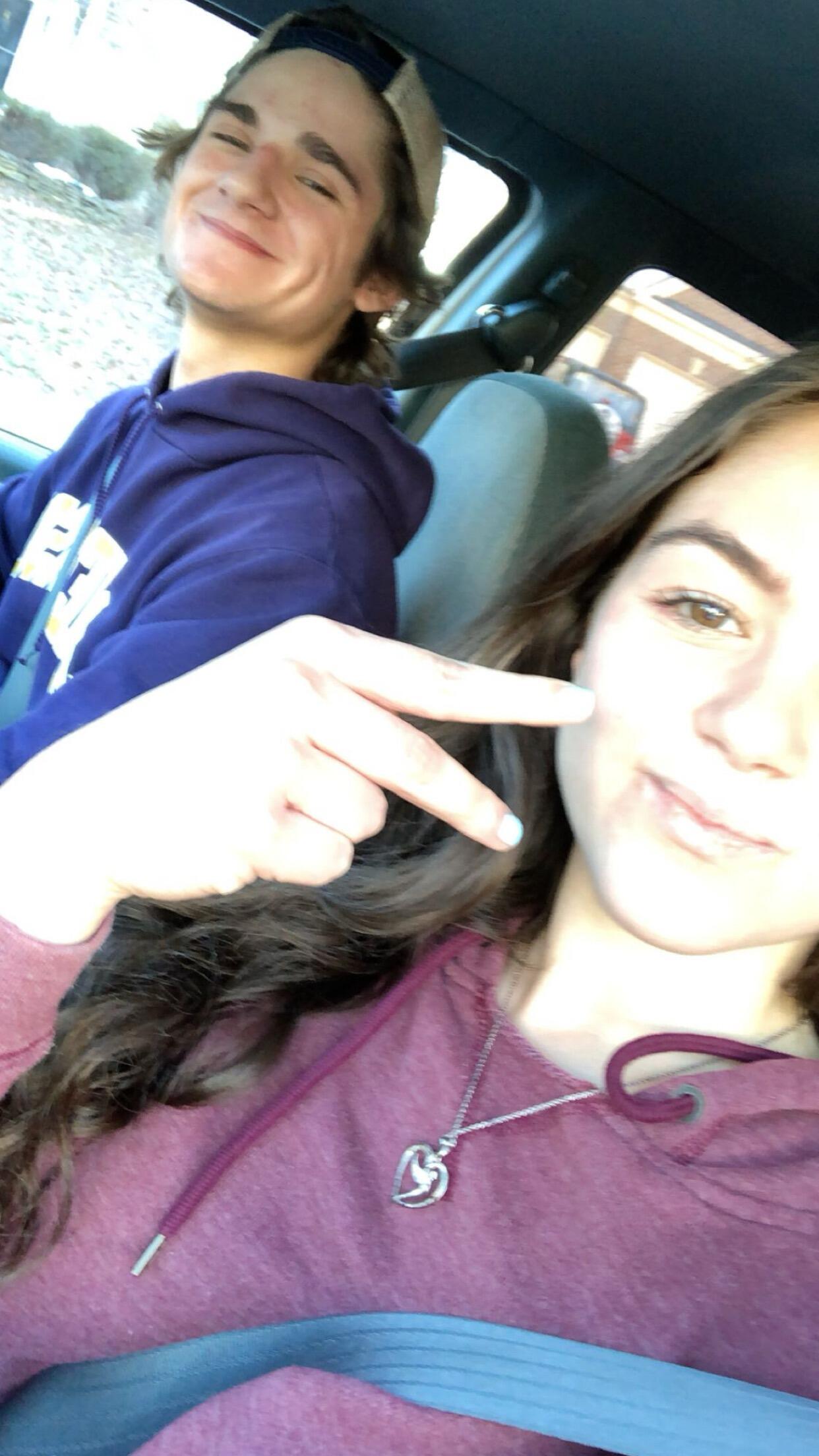 In high school, Hannah and James went on 2 awkward dates (you can tell by Hannah's peace sign, duck face, and Jimbo's sympathy smile). 