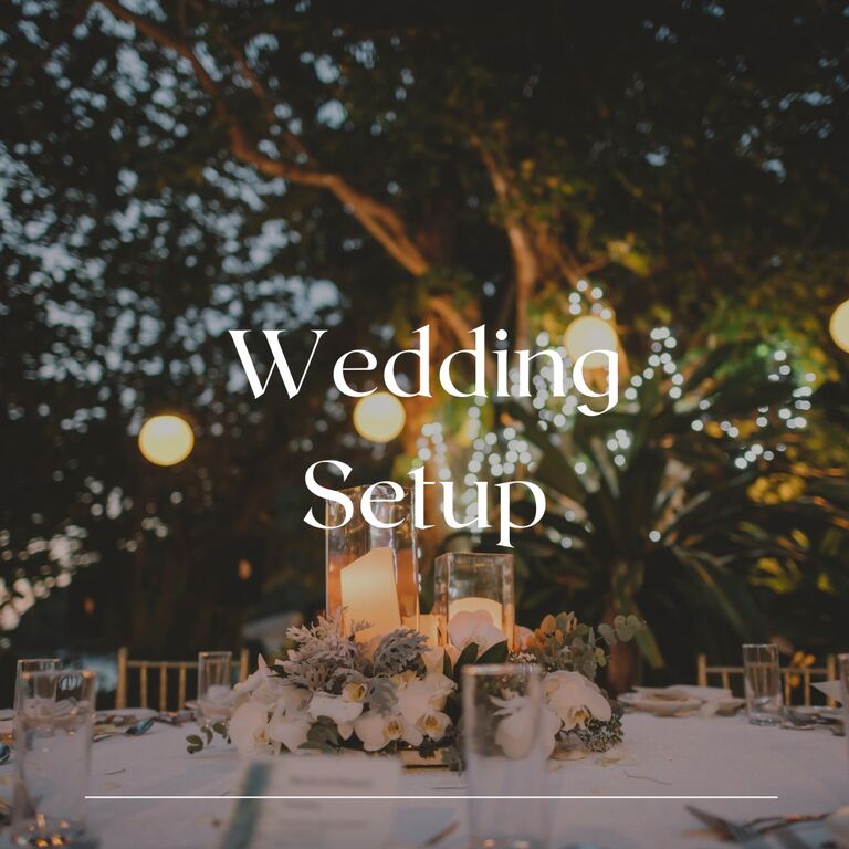 ● 9:00 AM: Enjoy a light breakfast. 
● 10:00 AM: Hang lights and set up decorations for the next day. 
● 1:00 PM: Lunch 
● 2:30 PM: Doctorate for the next day 
● 6:00 PM: Dinner 
● 7:30 PM: Depart for the accommodation you have chosen for the wedding. 