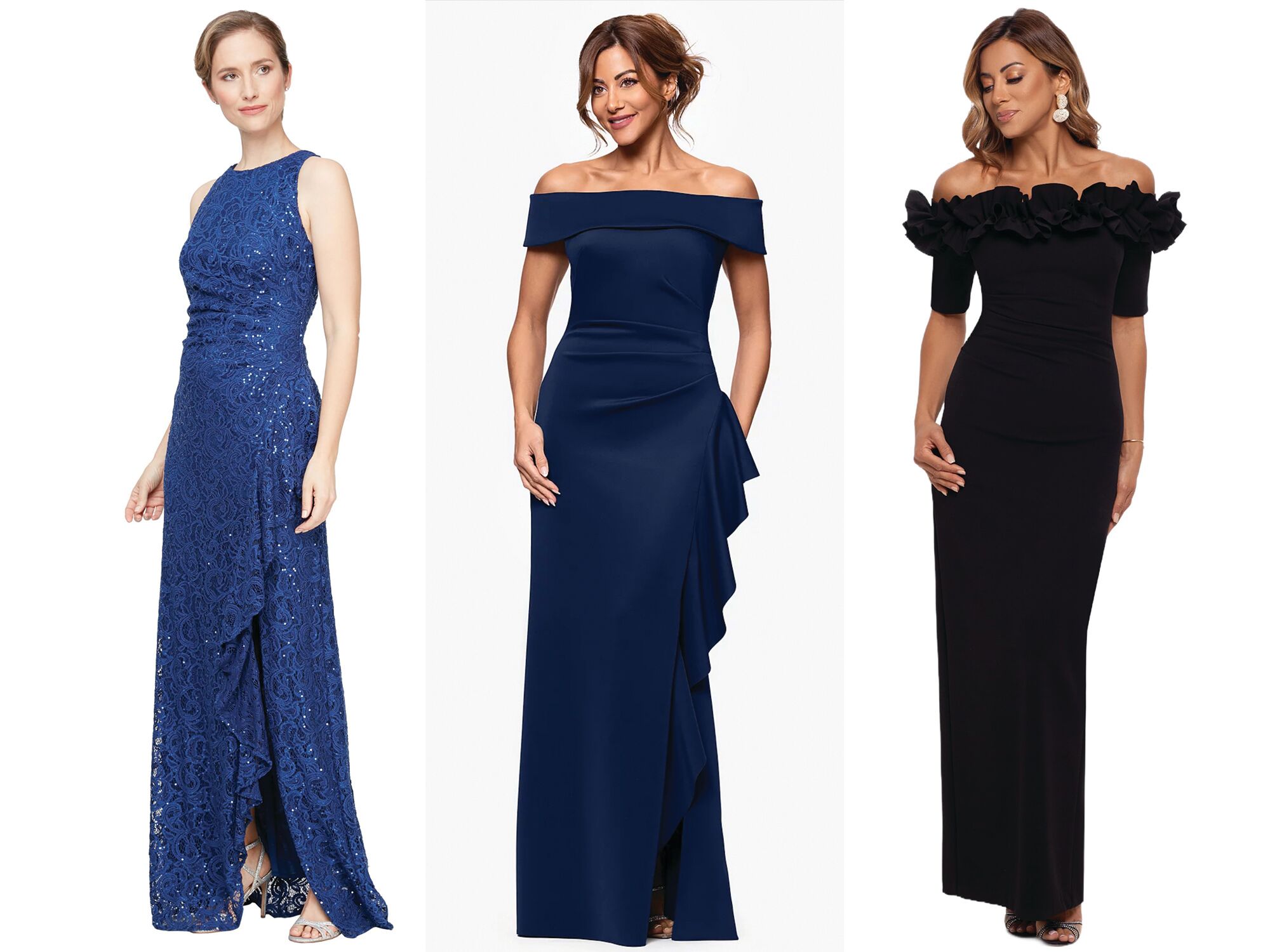 Three petite wedding guest dresses for women over 50