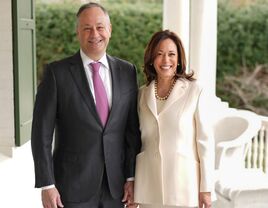 Vice President kamala harris smiling with husband douglas emhoff