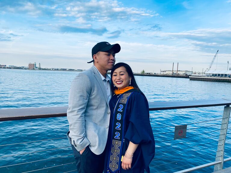 He decided to go see me graduate in Boston, MA.