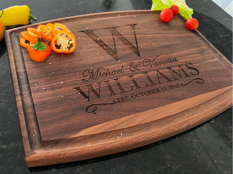 Personalized wood cutting board Etsy wedding gift idea