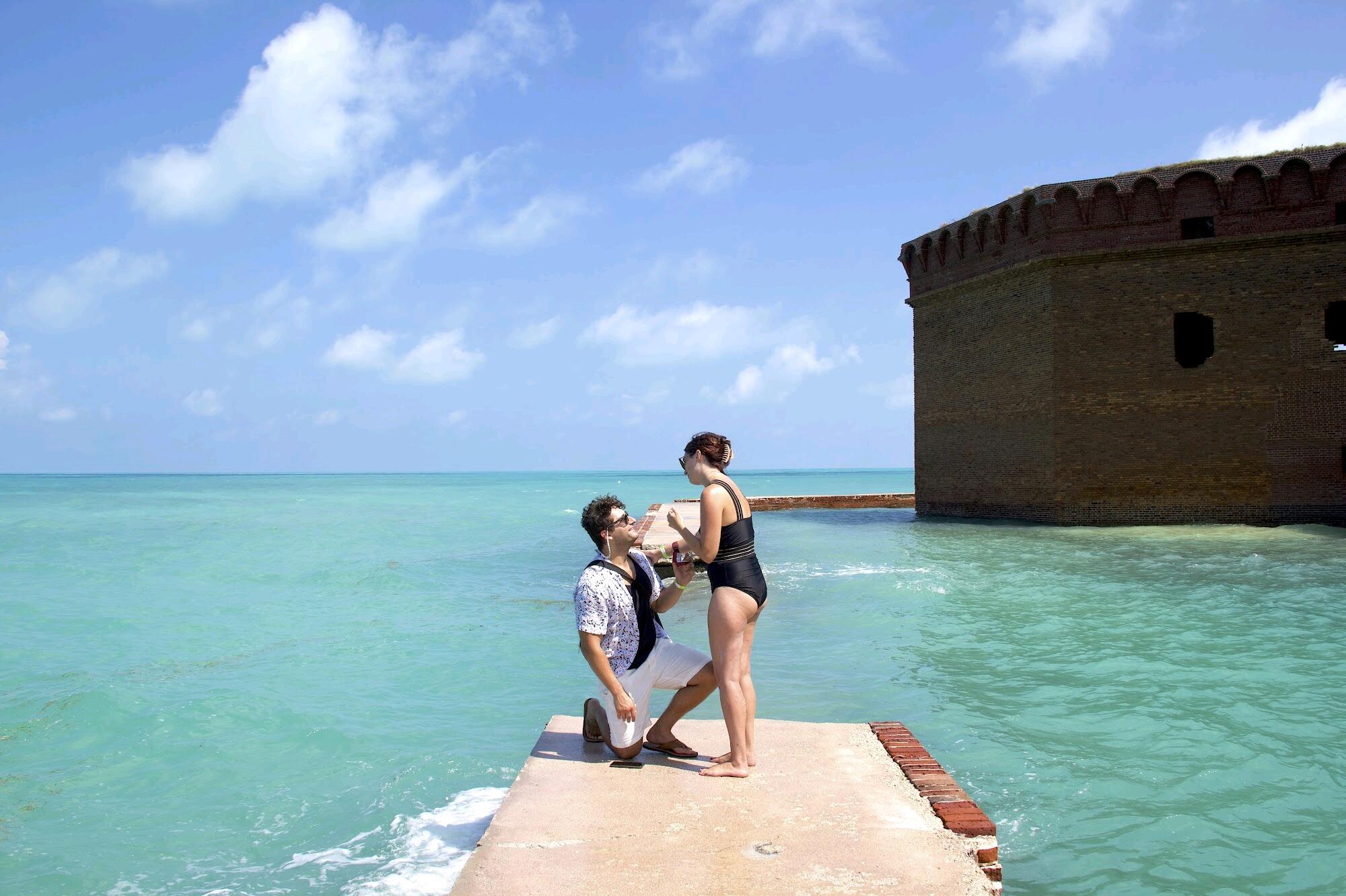Bridget and Aaron get engaged at Dry Tortugas National Park, off the coast of Key West, Florida!