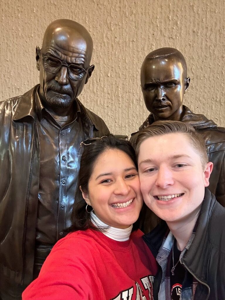 JT and Lucy at Breaking Bad Statue in Albuquerque, NM. 