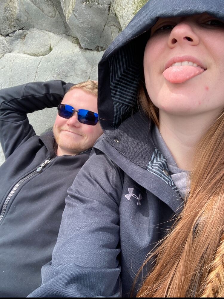 Taking a rest break on a trail at the end of the earth... Lübeck, Maine