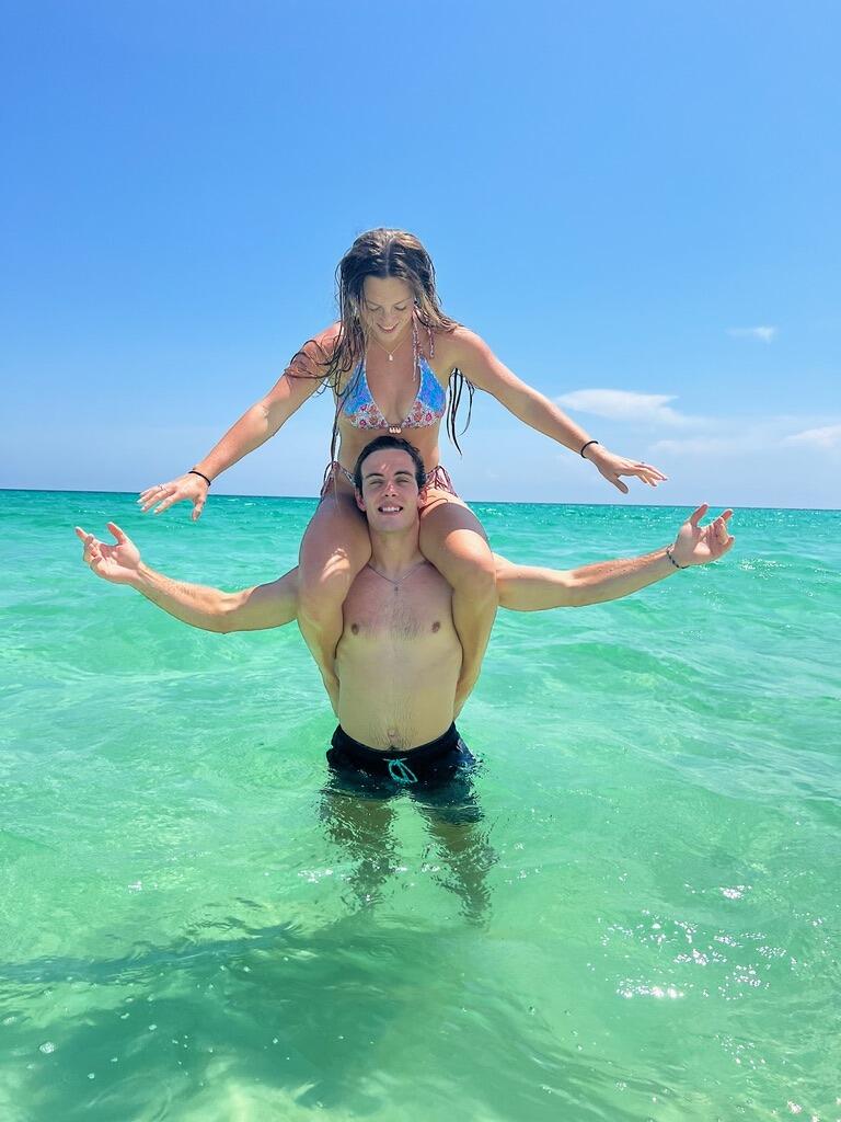 Emma and Brett in the beautiful ocean in Pensacola visiting Aunt Nici :)