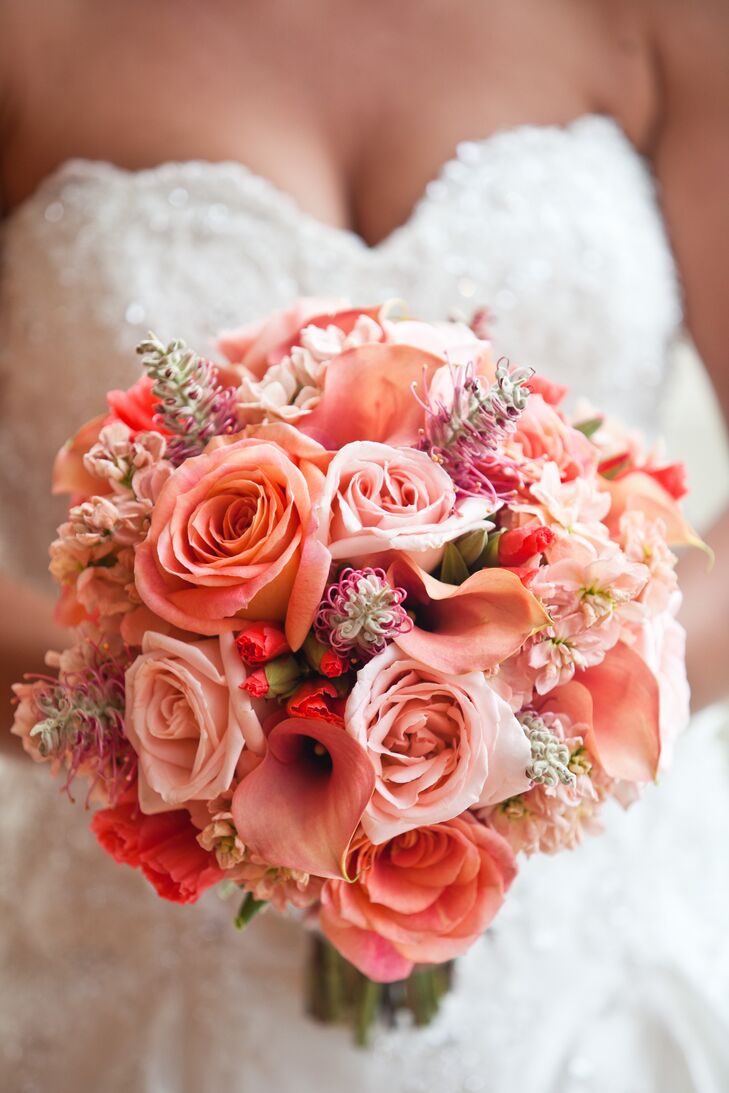 Coral Bridal Bouquet 3899