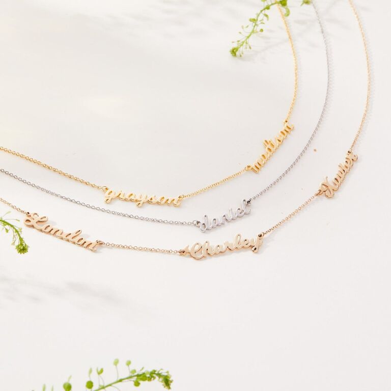 Script nameplate necklace