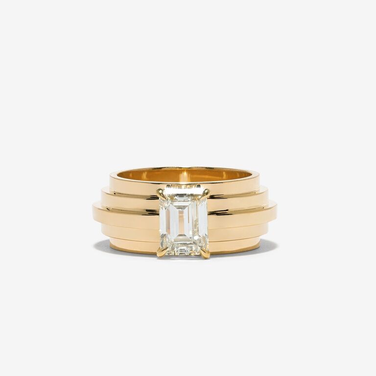 Azlee staircase wide band engagement ring