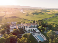 Aerial view of large estate wedding venue in France