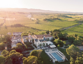 Aerial view of large estate wedding venue in France