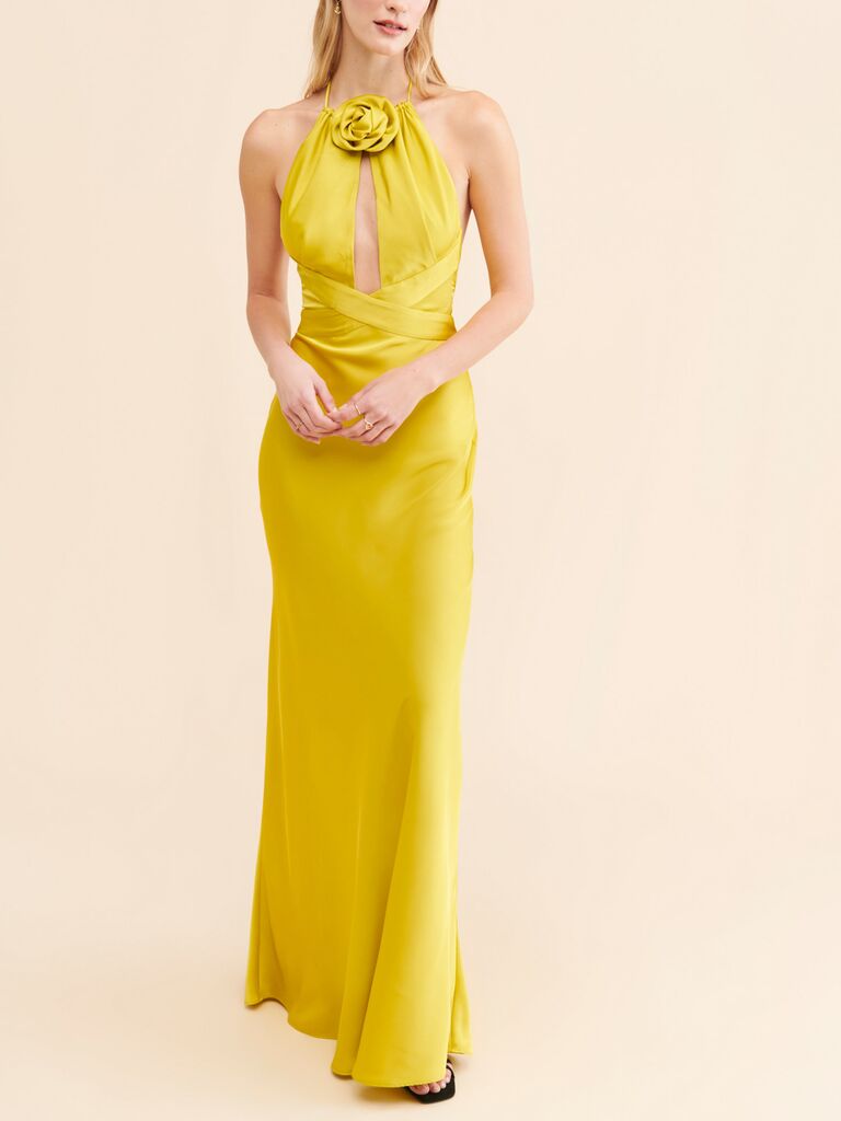 Yellow rosette dress from Ronny Kobo