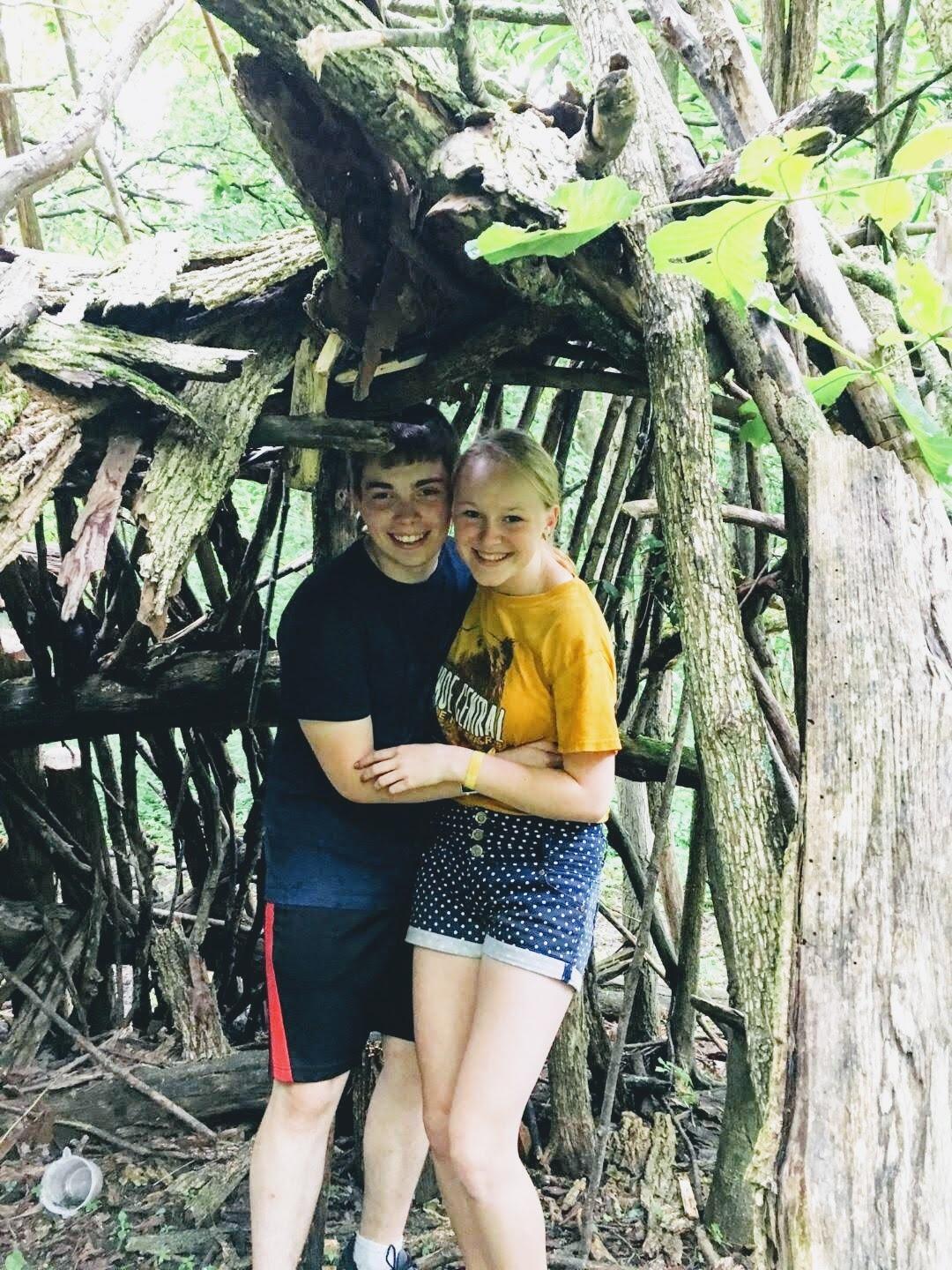Hike in my parents' woods at my 15th birthday party.