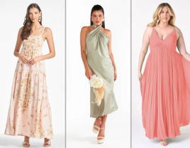 Collage of 3 summer bridesmaid dresses