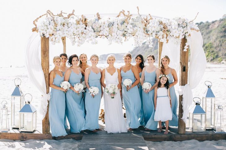 Beach Wedding With Blue Bridesmaid Dresses