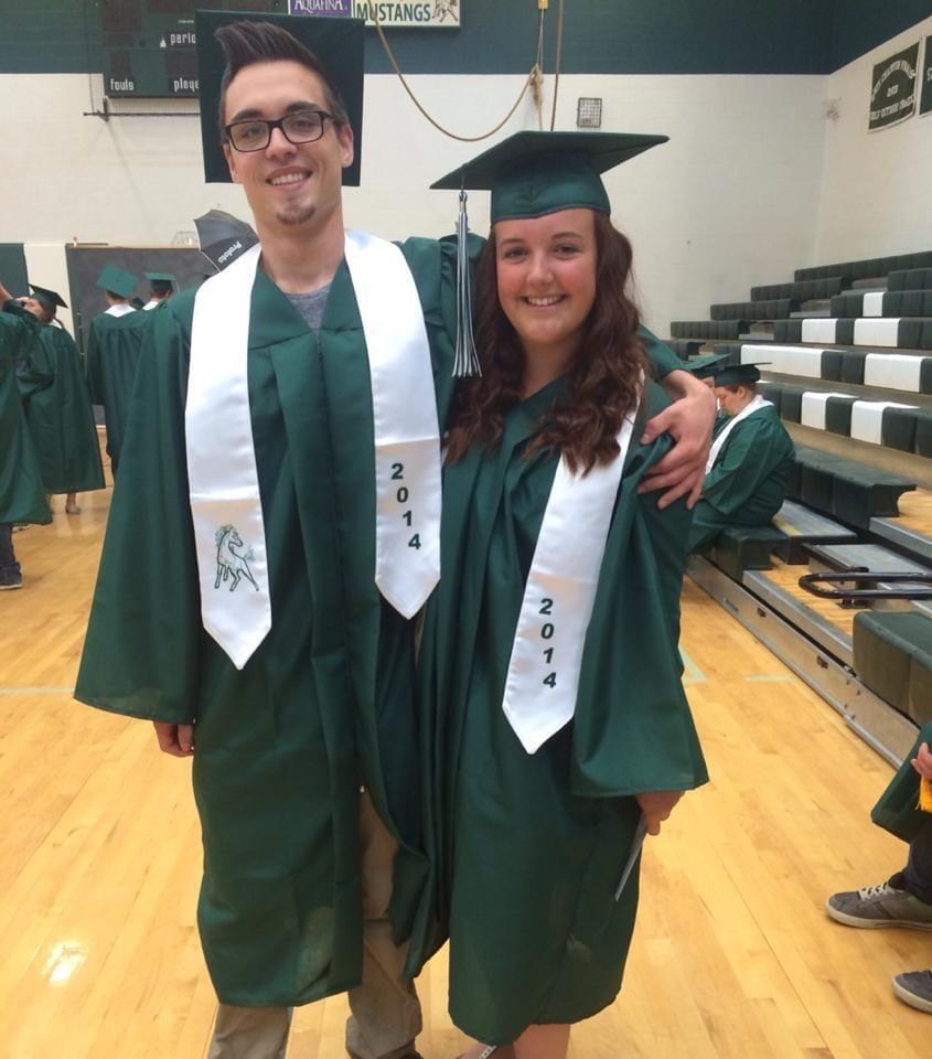 Marching practice for high school graduation. Marching partners of course!  