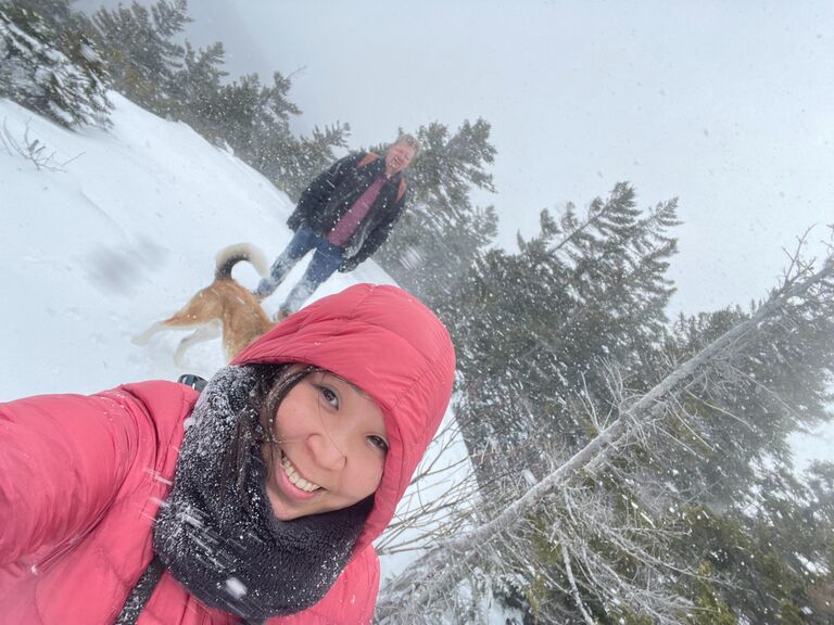 Hiking in White Mountains, New Hampshire. 