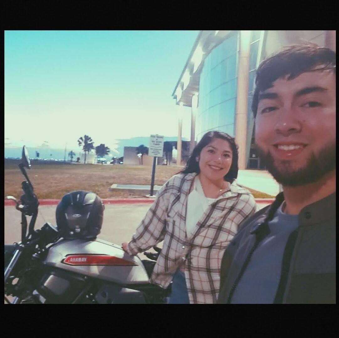 After a ride out to TAMU-CC on Nick's new motorcycle!