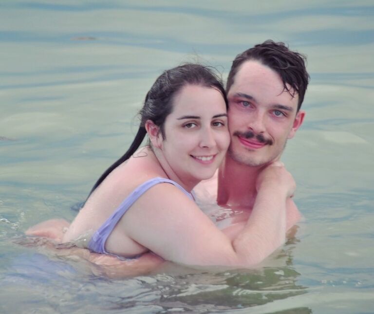 Hugs in the Caribbean ocean.