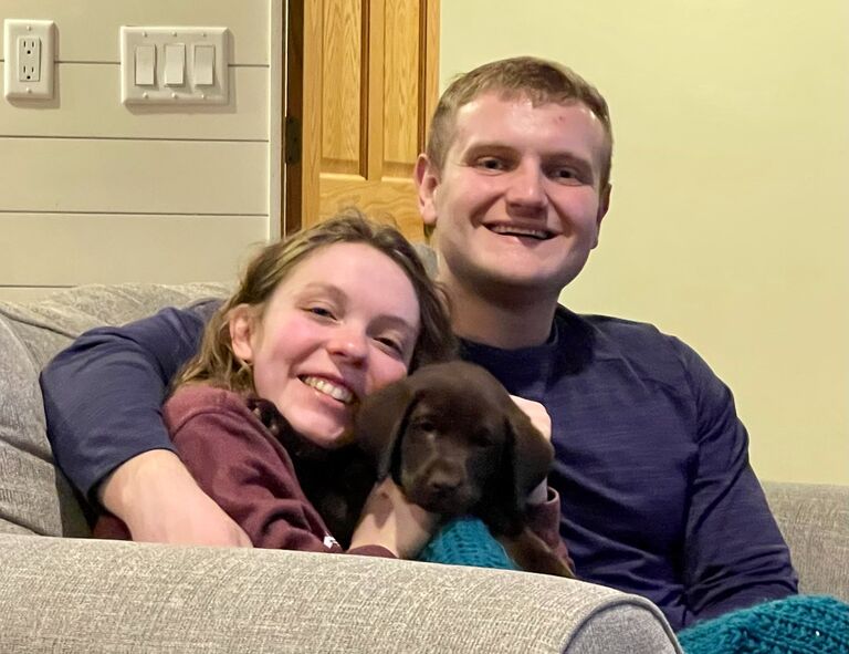 We moved in together the summer of 2023 in an apartment in downtown Milwaukee. Then we got our pup - Jax the spring of 2024! He has taken over our lives in the best way possible.