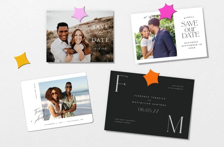 The Knot petite, magnet, postcard and standard save the dates