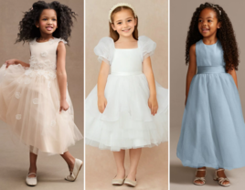 Three flower girl dresses