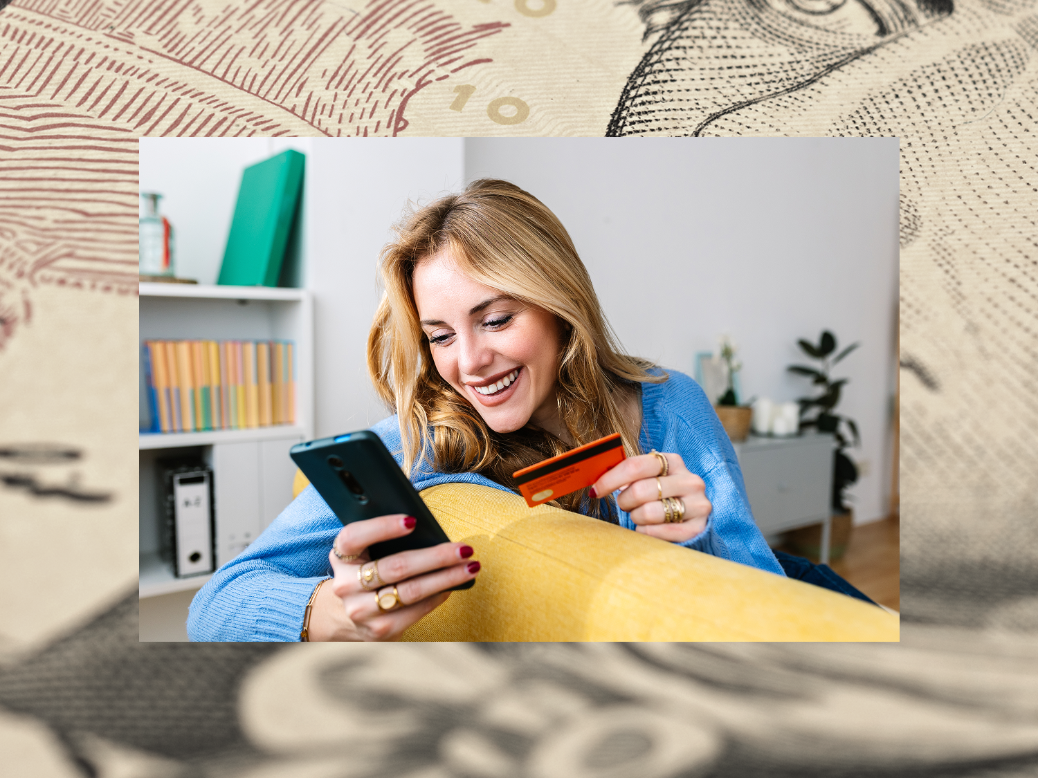 Woman using phone to make a virtual payment