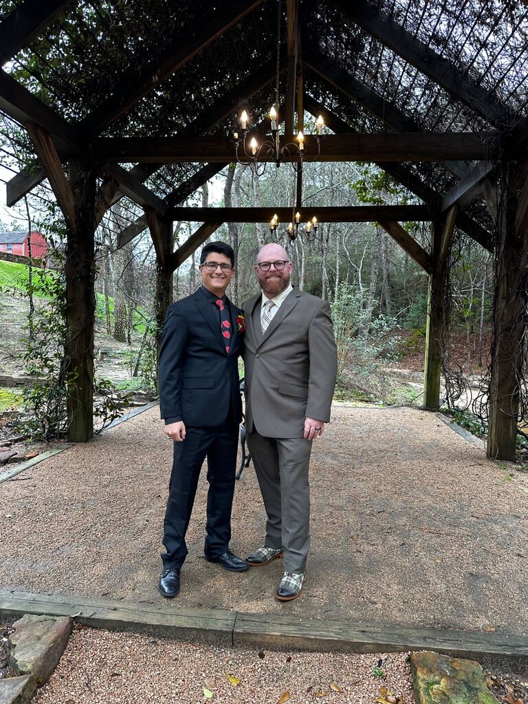 Celebrating a friend’s wedding.