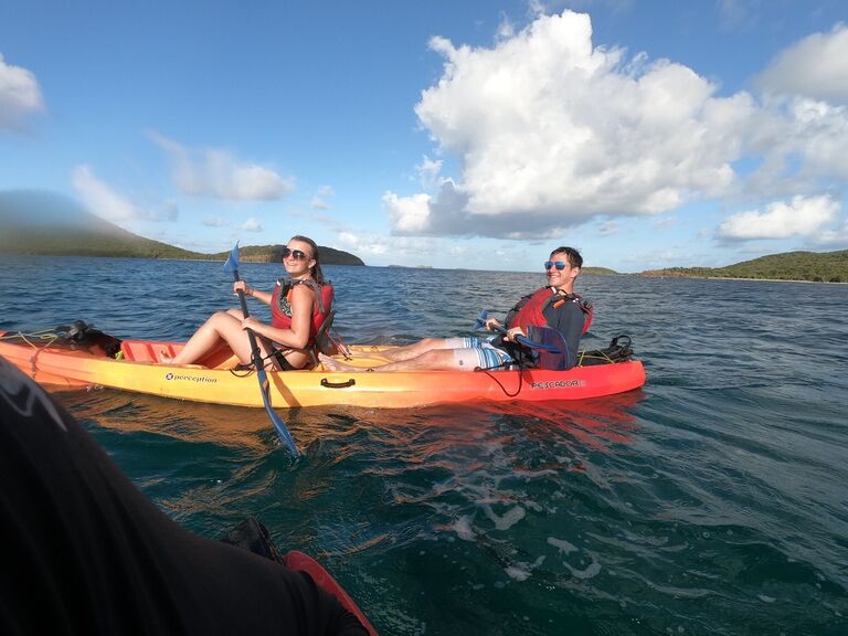 Kayaking and snorkeling off Tamarindo Beach, Puerto Rico during spring break.