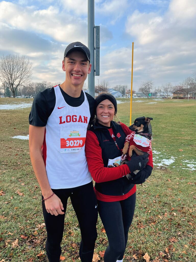 One of many turkey trots! Enya and Layla got first place in the dog jog and Zach first in the 5 mile run! 