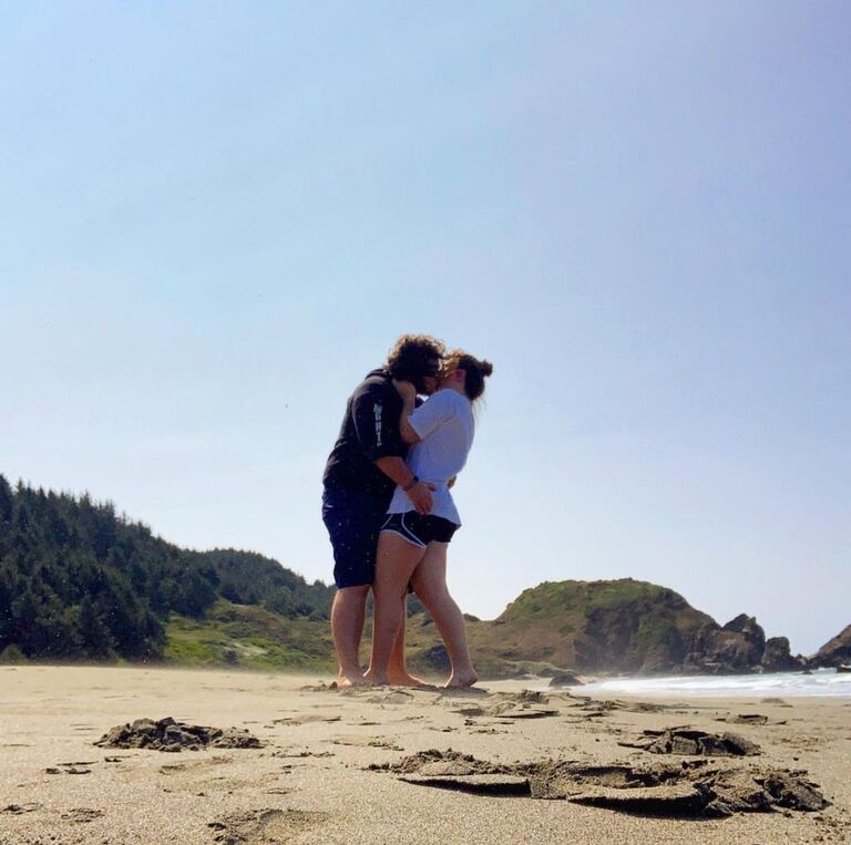 Us on the Oregon Coast before Hunter had to go back to Florida. 