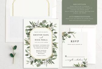 'Reception,' 'Accommodations' and info in minimal white type on forest green background