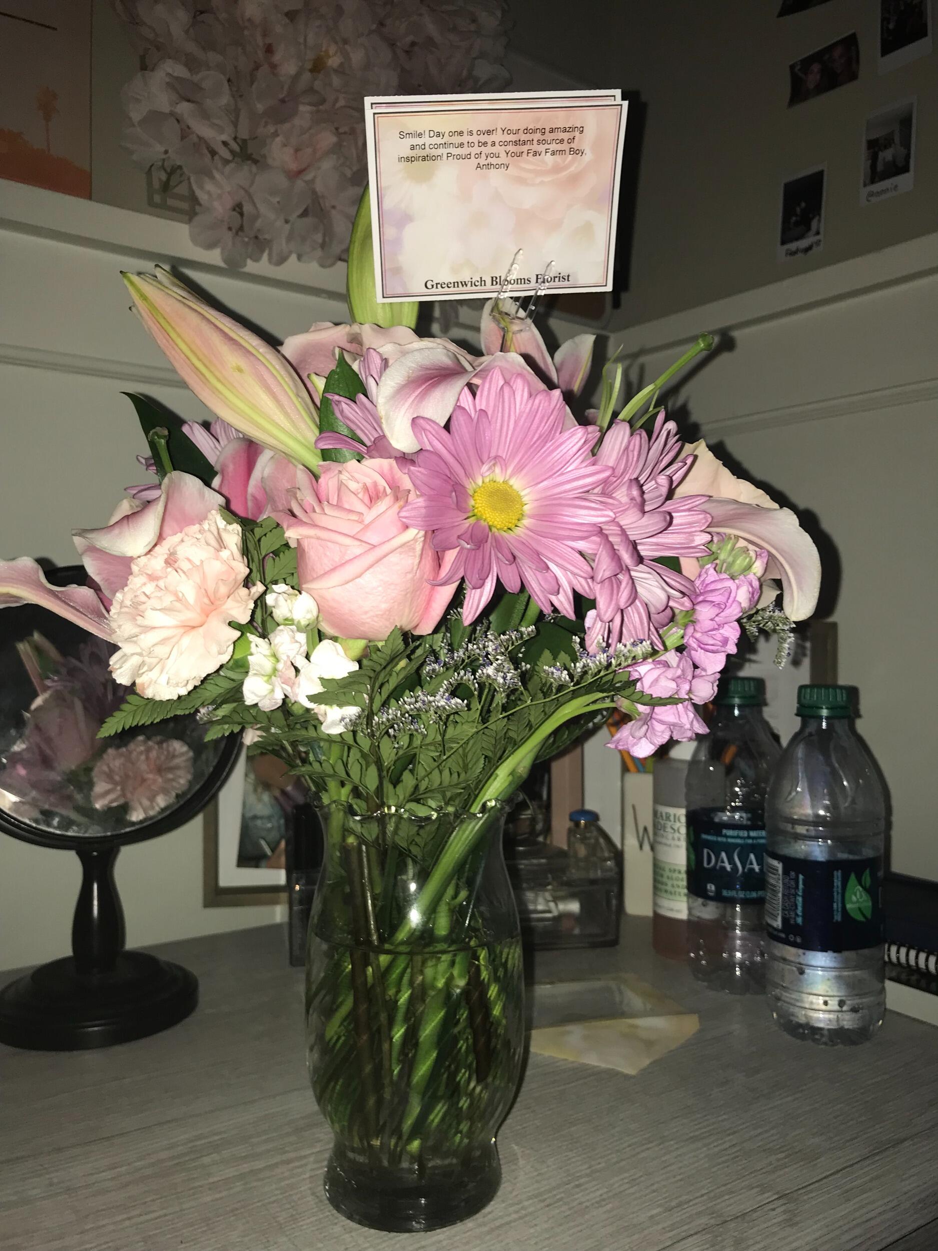The first flowers Ant ever sent Ash and the unofficial start of their long-distance relationship.