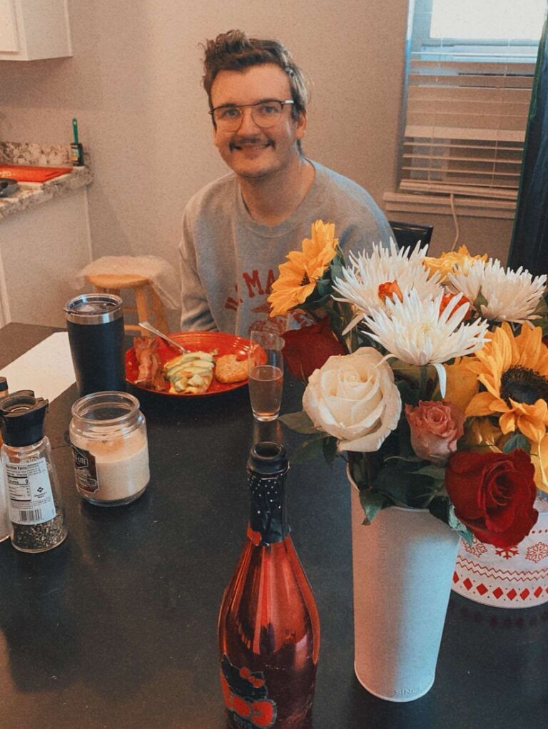 A staying in Valentine's Day! We started making lots of meals together during Covid but Nick always makes the best omlettes. 