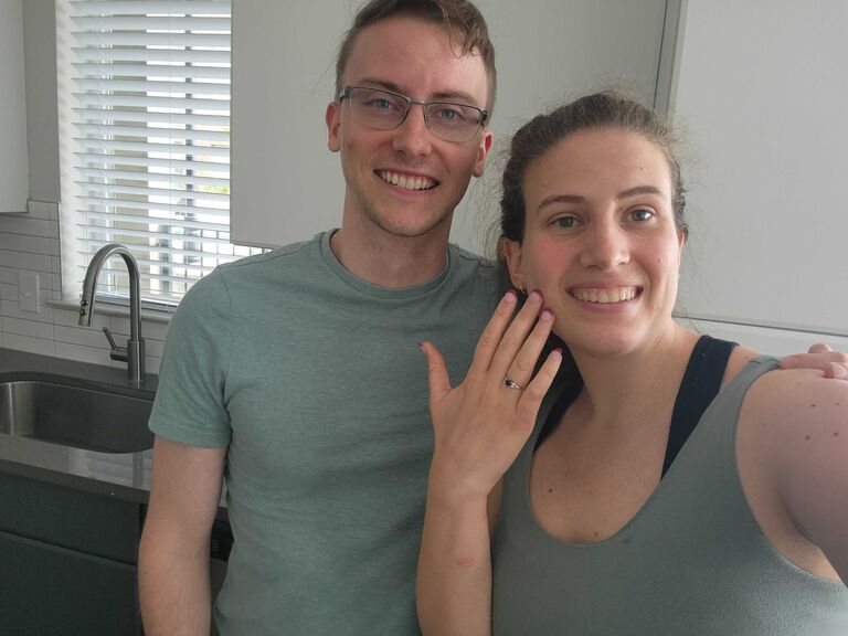 A couple of days after being engaged and we were both matching with the ring!