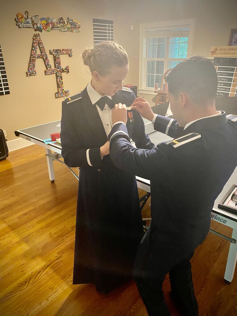 Mike got Olivia a set of real silver wings for her graduation. These ones patina with time unlike the issued ones, showing the longevity of service and the value of the accomplishment. 