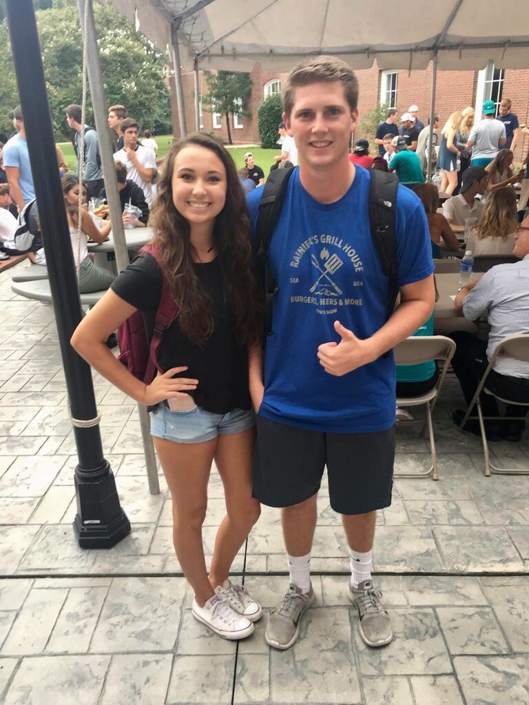 The picture that started it all! TJ and Reeghan at the CCU Real Estate Fair. (Reeghan takes the picture on her phone and slyly asks TJ for his number so she can send it to him)
